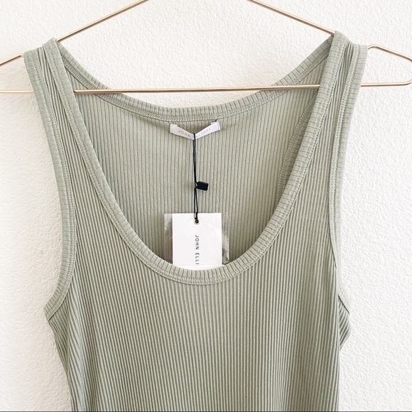 John Elliott Cotton Ribbed Tank Dress Chaparral Sage Green NWT L - Picture 4 of 9